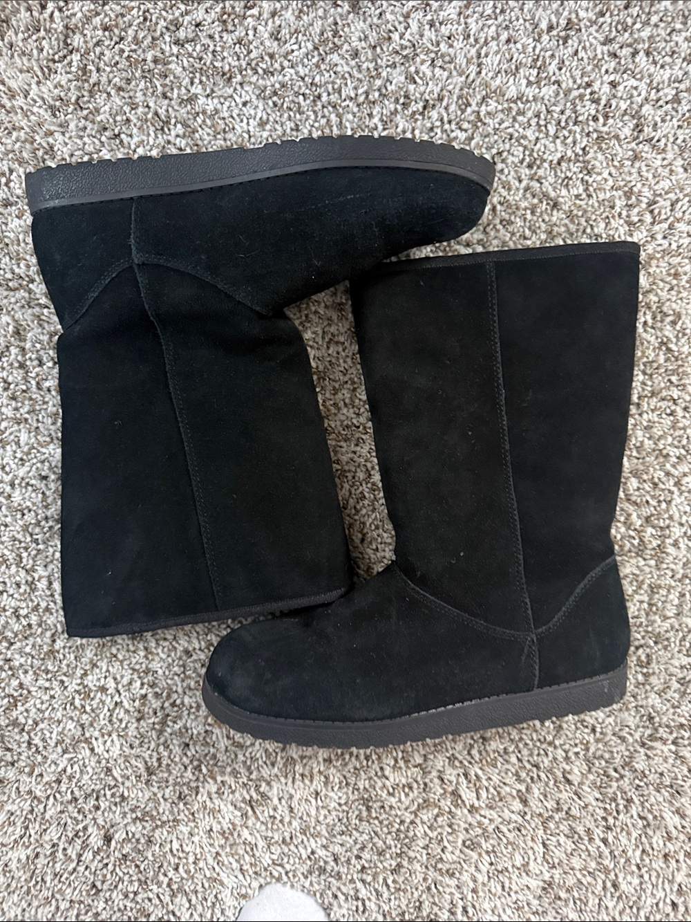Black Suede Women's Mid-Calf Boots - Classic Winter Style